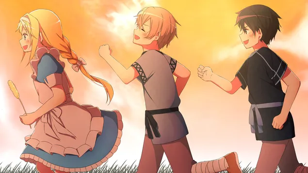 Sword Art Online Alicization - Alice Zuberg, Eugeo & Kirito 4K тапет