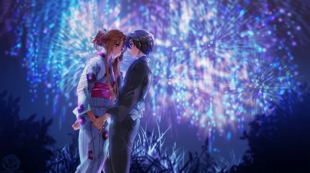 刀劍神域：亞絲娜與桐人（夏日祭） 2K 壁紙