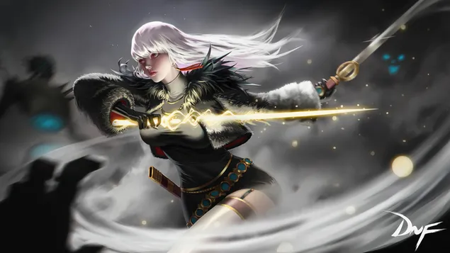 Anime Girl Warrior Sword Fantasy 4K Wallpaper #4.2475