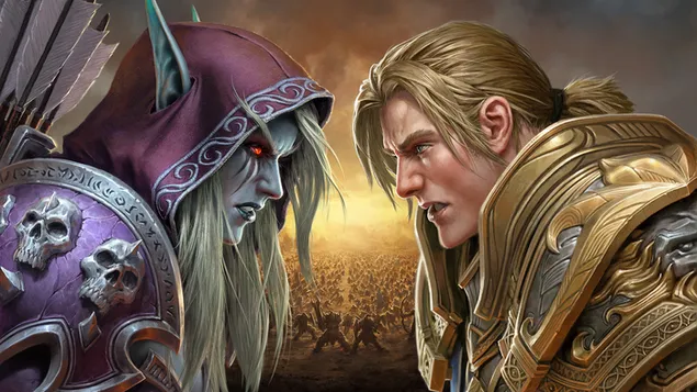 Tapeta Sylvanas Windrunner vs. Anduin Wrynn - World of Warcraft [WoW] 4K