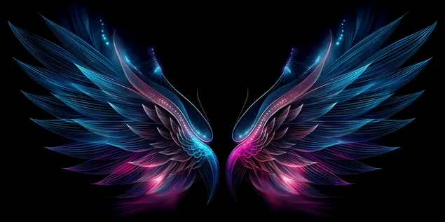 simetricna etericna krila sa sjajnim neonskim perjem preuzmi