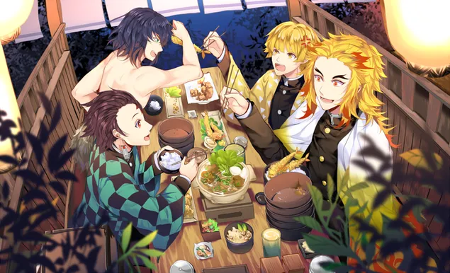 Tanjiro and co-demon slayers eat-out