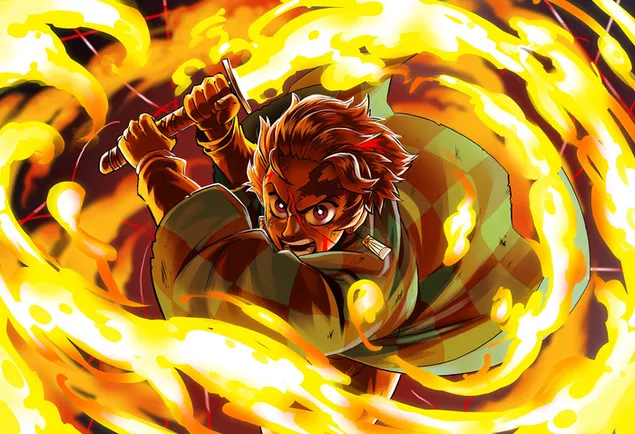 tanjiro kamado, son asem hinokami kagura brandende bene somer son aflaai