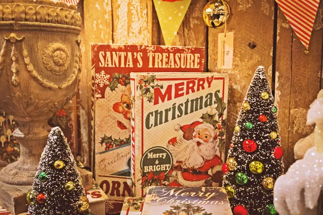 Tarjetas y adornos navideños antiguos