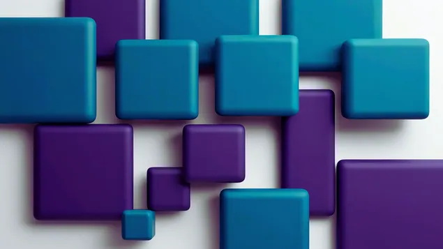 青緑と紫の 3D 正方形デスクトップ背景 4K 壁紙