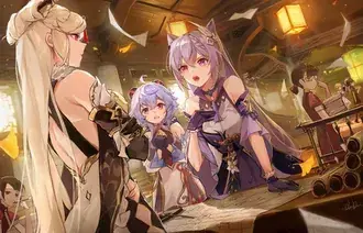 Reunión de equipo con Ningguang y keqing | Impacto Ganshin HD fondo de pantalla