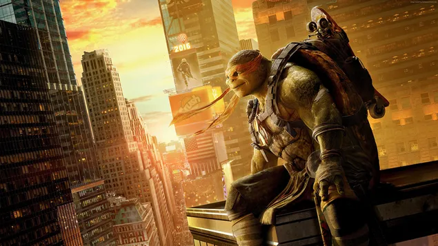 Teenage Mutant Ninja Turtles film - Michaelangelo på taget HD baggrundsbillede