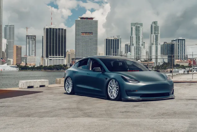 تسلا مدل 3 در شهر کاغذدیواری  8K