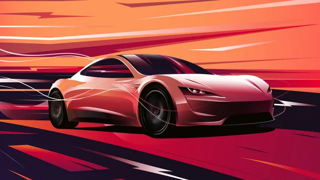 Tesla Roadster angin merah