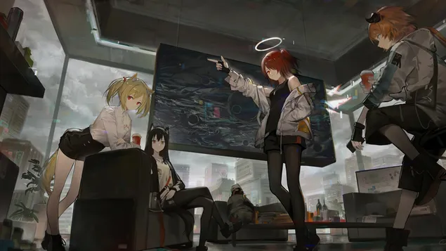 Hình nền Texas & Exusiai với Croissant & Sora - Arknights [Trò chơi video anime] 4K