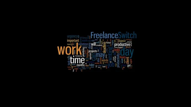 Tekstcollage tag cloud freelance werktijd dag