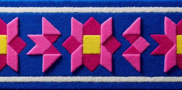 帶有風格化星形和幾何條紋的紡織圖案 2K 壁紙