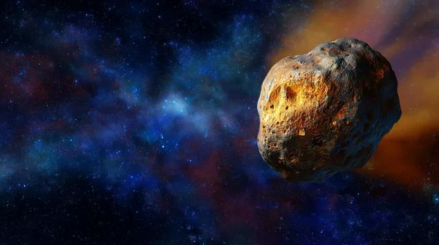 먼 별빛을 가로지르는 질감 있는 운석 2K 배경화면