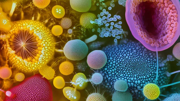 superficies amb textura de grans de pol*len en vista ampliada baixada