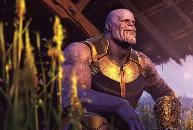 Thanos, Avengers: Infinity War Nhân vật trong phim Thanos ngồi trong bộ giáp chiến đấu