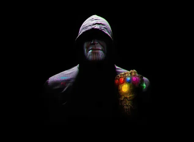 Thanos Hold All Infinity Stones-ját és menő kapucniját viseli letöltés