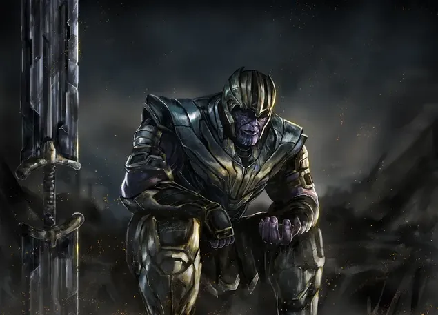 Thanosas vienas laukia keršytojų 4K ekrano užsklanda