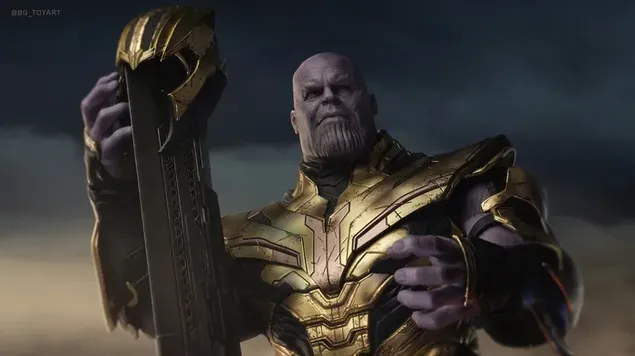 Thanosas dėvi šalmą kovai 4K ekrano užsklanda