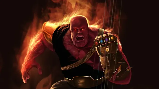 Thanosas rodo savo pyktį su begalybės akmenimis 2K ekrano užsklanda