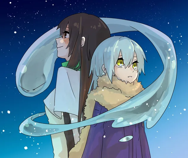 Páipéar balla An tAm sin Fuair ​​Mé Athbhreith Mar Slime - Rimuru Tempest & Shizue Izawa2K