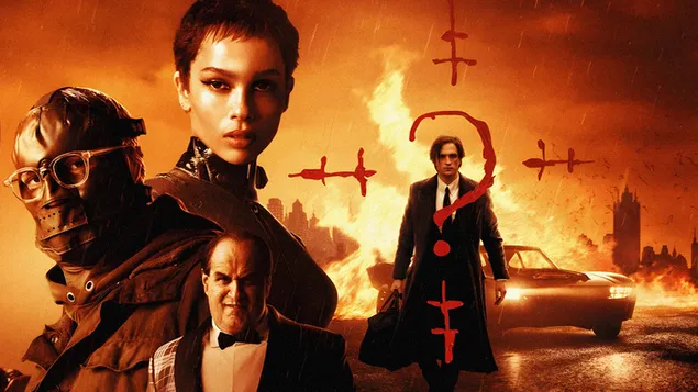 Batman 2022. - Bruce Wayne, Selina Kyle, Penguin & Riddler 4K pozadina