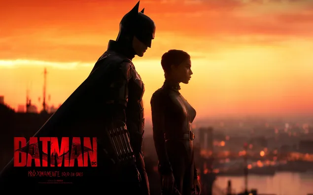 The batman : batman and catwoman at sunrise in gotham