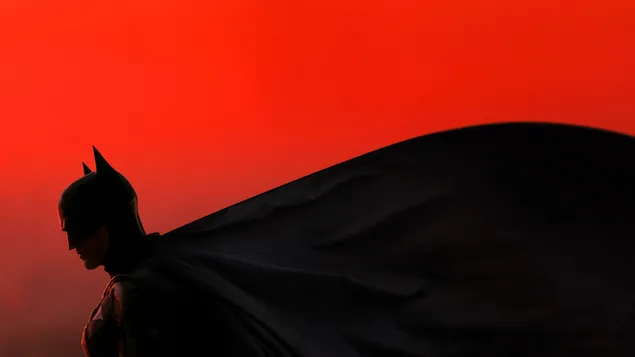 The Batman : Batman cape taking off, red background