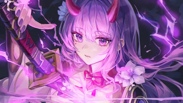 L'Electro Archon 'Raiden Shogun' | Genshin Impact (videogioco anime) 4K sfondo