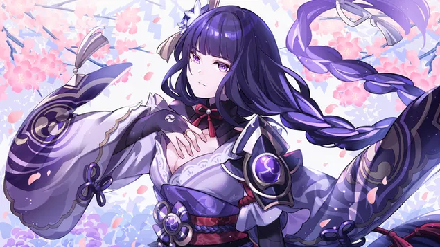 L'Electro Archon 'Raiden Shogun' | Genshin Impact [Videogioco anime] 4K sfondo