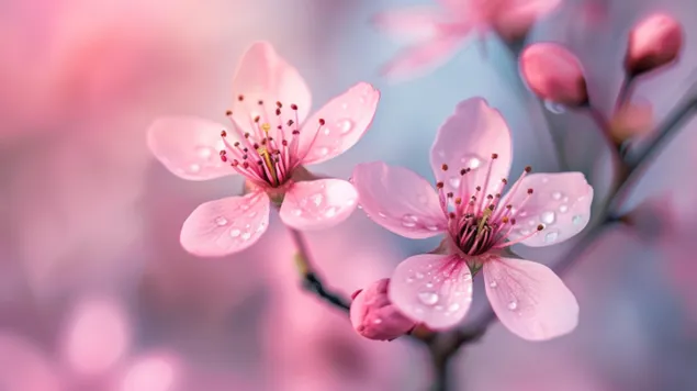 A teljes virágzású cseresznyevirágok éteri szépsége 8K háttérkép