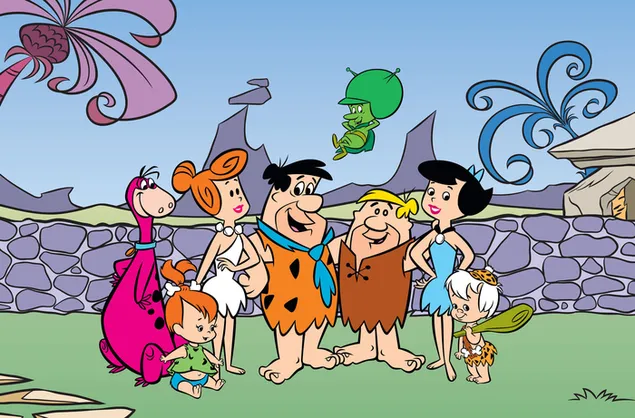 Keluarga kartun Flintstones bergambar 2K kertas dinding
