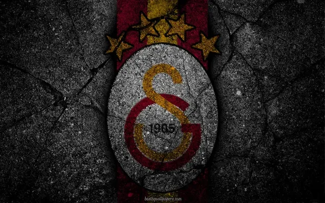 トルコのスーパー リーグ チームの 1 つであるガラタサライの 4 つ星ロゴは、暗いテーマです。 2K 壁紙