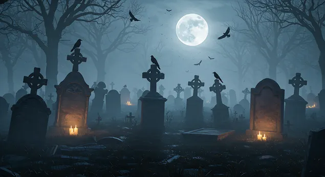 Vollmound iwwer dem Kierfecht 2K Tapeten