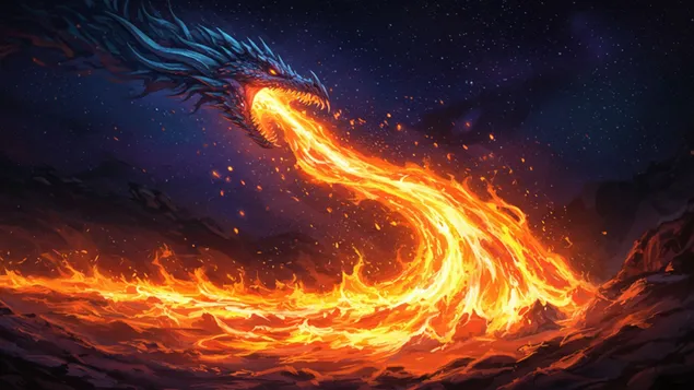 Bes Vhagarja: Starodavni zmaj sprosti hudournik ognjenega uničenja HD ozadje