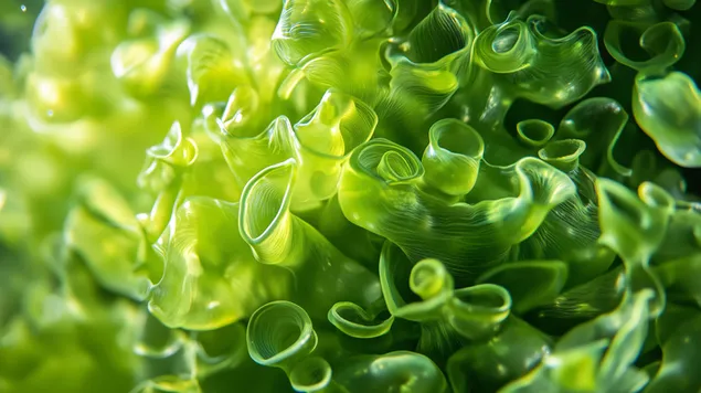 La danza delicata delle alghe Caulerpa nelle correnti oceaniche 8K sfondo