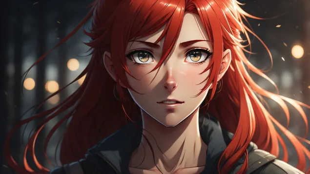 D'Meedchen mat roude Hoer 2K Tapeten