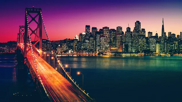 Il cancello d'oro, notte colorata di san francisco 4K sfondo