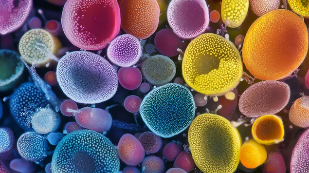 els detalls ocults dels grans de pol*len en colors vius baixada