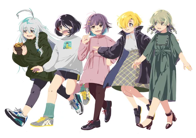 The Idol Master Cindrella Girls - Syoko Hoshi، Shirasaka Koume، Sachiko Koshimizu، Nono Morikubo و Mirei Hayasaka کاغذدیواری  2K