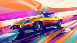 Tapeta Jaguar E-Type, klasická ikona britského automobilového designu a výkonu 8K