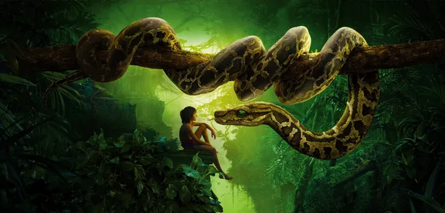 Film The Jungle Book - Kaa dengan Mowgli