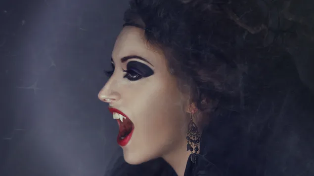 Die lêplek van die wit wurm, lipstiffie en slagtande 4K muurpapier