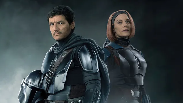 The Mandalorian og Bo-Katan Kryze fra The Mandalorian 4K bakgrunn
