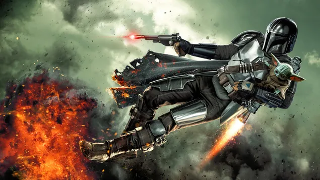 Die Mandalorian en Grogu 4K muurpapier