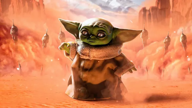 Hình nền Áp phích chương 3 Baby Yoda của Mandalorian 4K