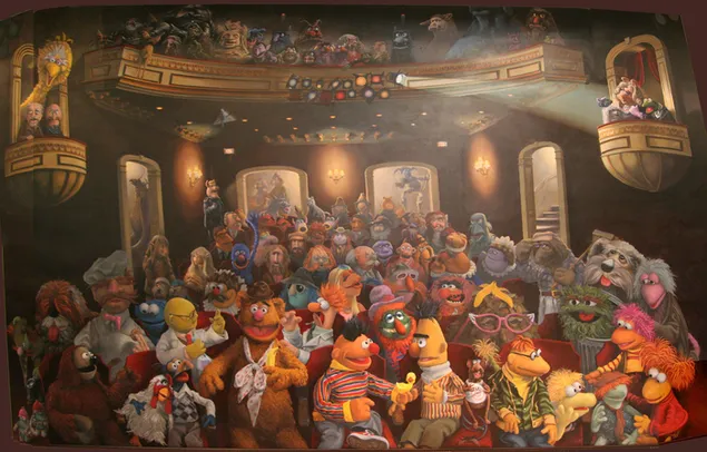 Pertunjukan muppet dan boneka jalanan wijen bersama di bioskop