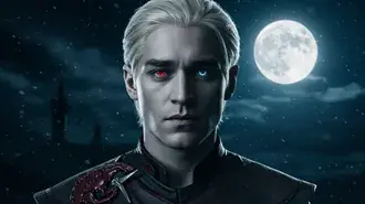 The Prince of the Moon: A Targaryen Prince with Heterochromia Under a Full Moon HD wallpaper