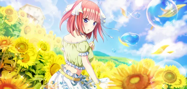 the quintessential quintuplets anime goluboglazaya devushka nino nakano v pole tsvetov skachat'