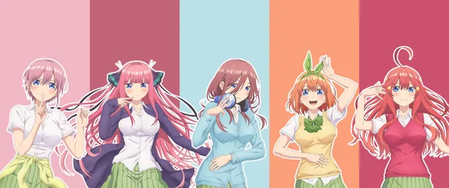 The Quintessential Quintuplets 애니메이션 소녀들 4K 배경화면