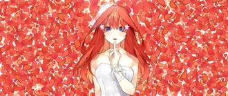 the quintessential quintuplets pink hair blue eyed girl